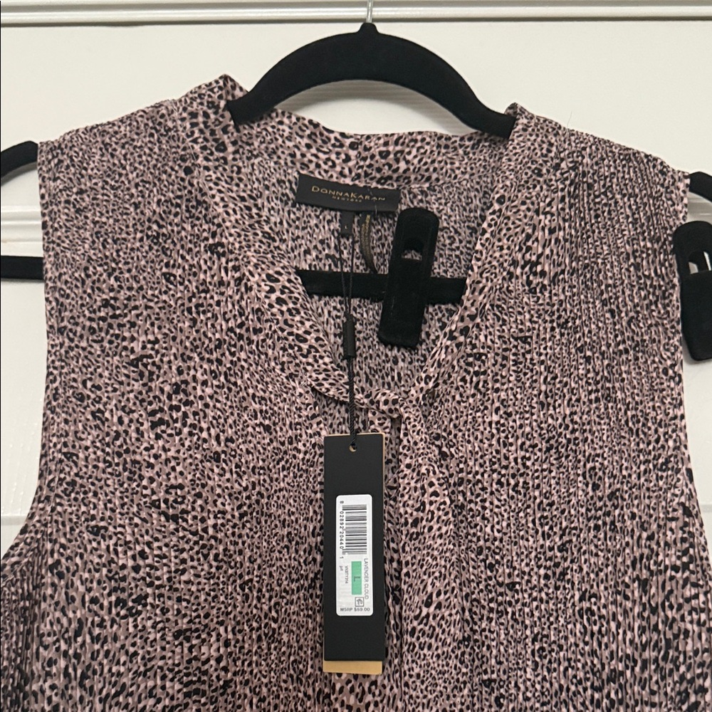 Donna Karan Black and Pink chiffon  Patterned Blouse